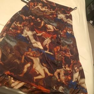 Multi renaissance print ruched bodycon dress from pretty little things